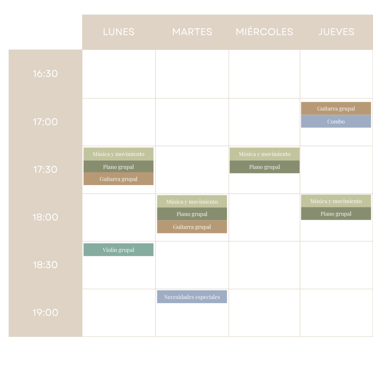 horarios clases música tres cantos
